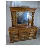 Wood Dresser w/ Lighted Mirror Hutch