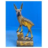Hand-Carved Wooden Deer Figurine