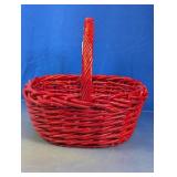 Red Woven Basket with Handle