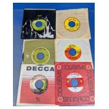 (6)Vintage Vinyl 45 RPM Music Record Lot