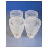 (4)Frosted Floral Glass Lamp Shades Lot