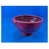 Red Glazed Footed Glass Bowl with Handles