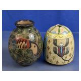 Decorative Ceramic Pottery Vases Pair