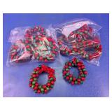 Beaded Christmas Wreath Napkin Rings Lot