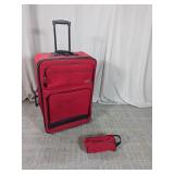 (2)Worldbound Red Rolling Suitcase w/Toiletry Bag