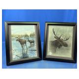 Set of 2 Framed Moose Art Prints