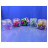 (5)Assorted Easter Themed Glass Treat Jars Set