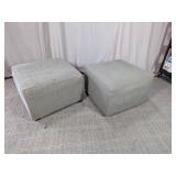 (2)Square Upholstered Ottoman Footstools Duo