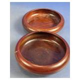 Wooden Round Shallow Bowls Set