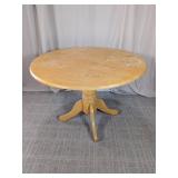 Vintage Round Wooden Pedestal Dining Table