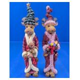 Wood Christmas Moose Figurines