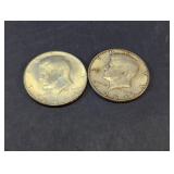 (2)1964 Kennedy Half Dollar Silver Coins Duo