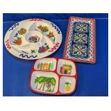 Plastic Serving Tray & Divided Plates Set