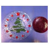 (2)Holiday Glass Decor Plates Duo
