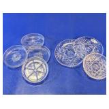 (7)Pressed Glass Starburst Coaster & Dish Lot