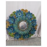 Vibrant Floral Metal Wall Mirror