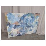 Large Abstract Blue & White Textured Canvas Art