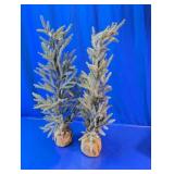 (2)Burlap-Wrapped Faux Evergreen Trees Duo