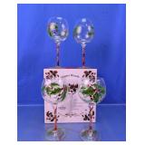 Winter Wreath Hand Painted Goblets
