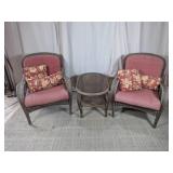 (3)Woven Patio Seating w/Glass Top Table Set