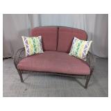 Wicker Loveseat w/Rose Cushions & Pillows