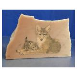 Marble-Like Slab w/ Fox Etching Decor