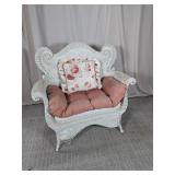Vintage Wicker Settee w/Floral Accents