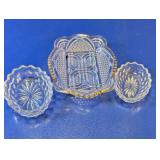 (3)Vintage Glass Trinket and Candy Dish Set