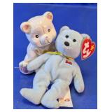 (2)Vintage Ty Beanie Baby & Ceramic Bear Set
