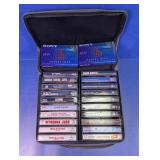 Cassette Tape Lot w/ Zippered Storage Case