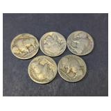 (5)Vintage Buffalo Nickels Lot