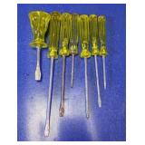 (7)Vintage Yellow Handle Screwdriver Lot