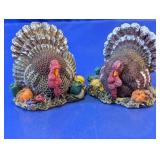 (2)Vintage Harvest Turkey Figurines Duo