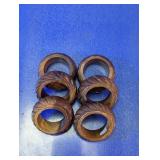 (6)Vintage Carved Wooden Napkin Ring Set