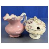 Decorative Creamer Pitcher and Covered Dish