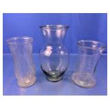 Trio of Assorted Clear Glass Vases