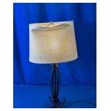 Rustic Wrought Iron Table Lamp w/Woven Shade