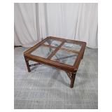 Vintage Square Wood & Glass Inset Coffee Table