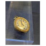 Vintage Gold-Tone Oval Pendant Watch