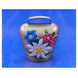 Floral Metal Cow Bell Ornament