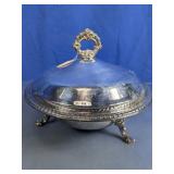 Elegant Footed Silver Plate Serving Dish with Lid