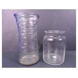 Clear Glass Vases Ribbed & Cylindrical