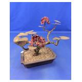 Metal Bonsai Style Tree Sculpture in Pot