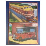 MB Train & Fire Truck Puzzle Boards