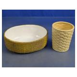Textured Ceramic Bowl & Tumbler Set
