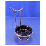 Modern Silver-Tone Spoon Rest w/Glass Dish
