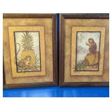 Framed Monkey & Pineapple Wall Art Set