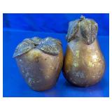 (2)Vintage Gold Toned Fruit Shaped Candles Duo