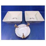 (3)Whimsical Reindeer Holiday Serving Bowl Set