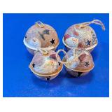 (4)Rustic Santa & Snowman Jingle Bells Lot